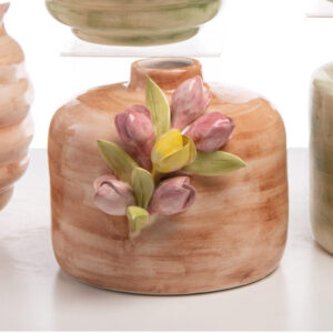 VASO BASSO CON TULIPANI