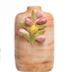 VASO TONDO ALTO CON TULIPANI