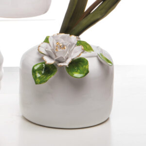 VASO BASSO BIANCO CON ROSA